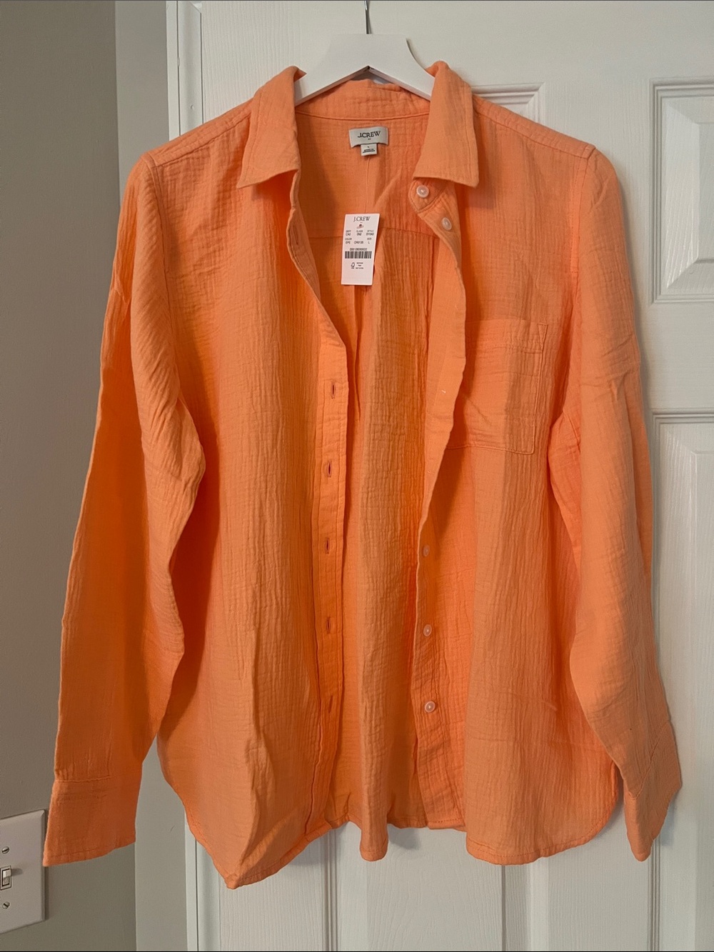 J. Crew Lightweight Orange Button-Up Shirt Jacket